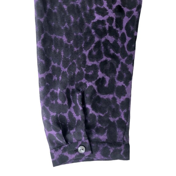 Ann Taylor Cascade Ruffle Top, Purple Animal‎ Print - Picture 8 of 11
